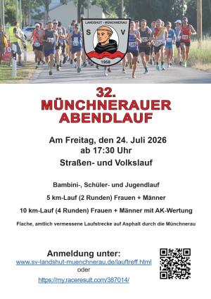 Plakat zum 32. Münchnerauer Abendlauf 2026